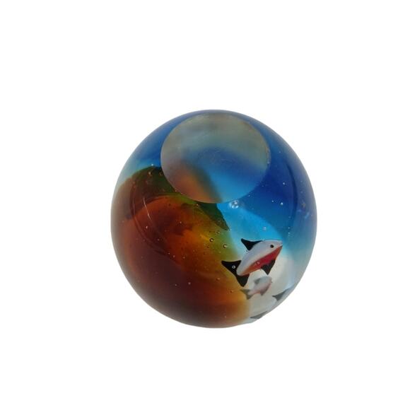 Vintage Murano Art Glass ANGEL FISH Paperweight Green Blue  RARE Murano PEN HOLDER Paperweight 4\